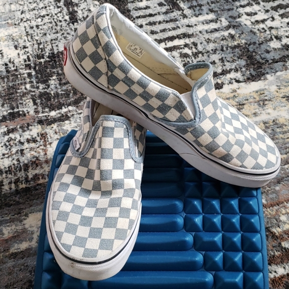 grey blue checkered vans